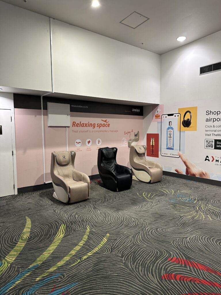 irelax massage chairs at auckland airport